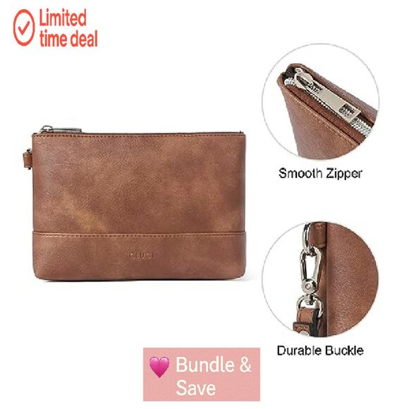 Large Capacity Leather Wristlet Wallet Clutch Purse Phone Organizer Travel - Picture 7 of 8